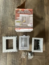 TayMac Gray Vertical/Horizontal Non-Metallic Recessed Outdoor Outlet Kit MR420CG