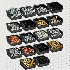 18 Pack Pegboard Bins with Metal Hooks, Storage Containers for Workshop, Gara...