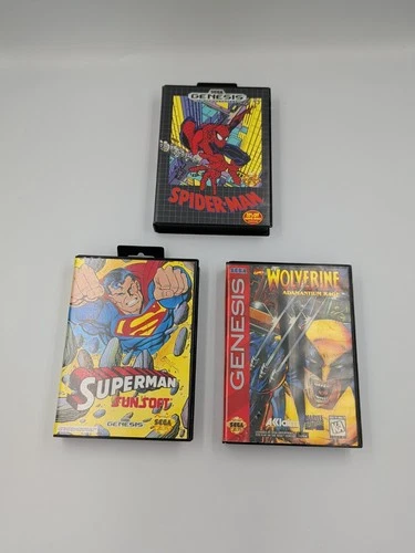 Sega Genesis Spider-Man, Superman, and Wolverine- Lot of 3 Sega Genesis Games