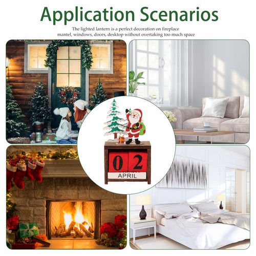 3 Count Glowing House Decorations Wooden Desk Calendar Perpetual - Picture 4 of 12