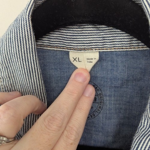 Gap Mens Railroad Stripe Western Shirt Pearl Snap Hickory Stripe XL - Picture 11 of 14