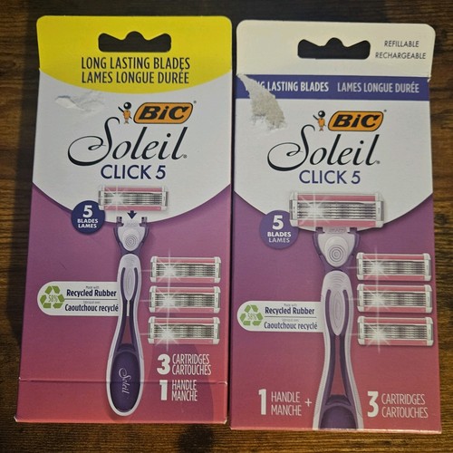 2 x BIC Click 5 Soleil Damen Einweg Rasierklingen 1 Griff + 3 Klingen