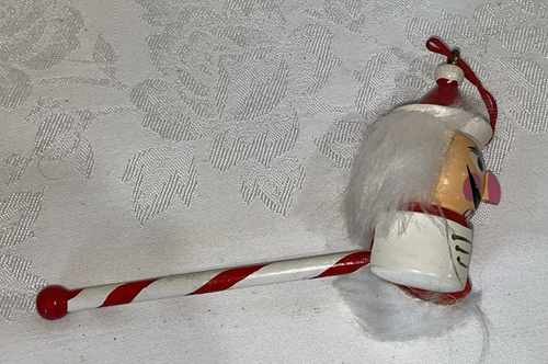 Bastón de caramelo vintage palo lápiz cabeza cascanueces adorno de Navidad 9" - Imagen 5 de 6