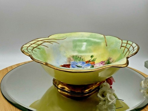 Vintage ROYAL WINTON GRIMWADES BOWL/VASE Floral Design Gilded Edges Hand-painted - Picture 9 of 11