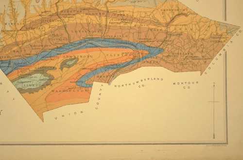 1878 Karte von LYCOMING COUNTY Pa geologische Pine Creek-Schlucht Williamsport PA KEINE FALTUNG - Bild 4 von 5