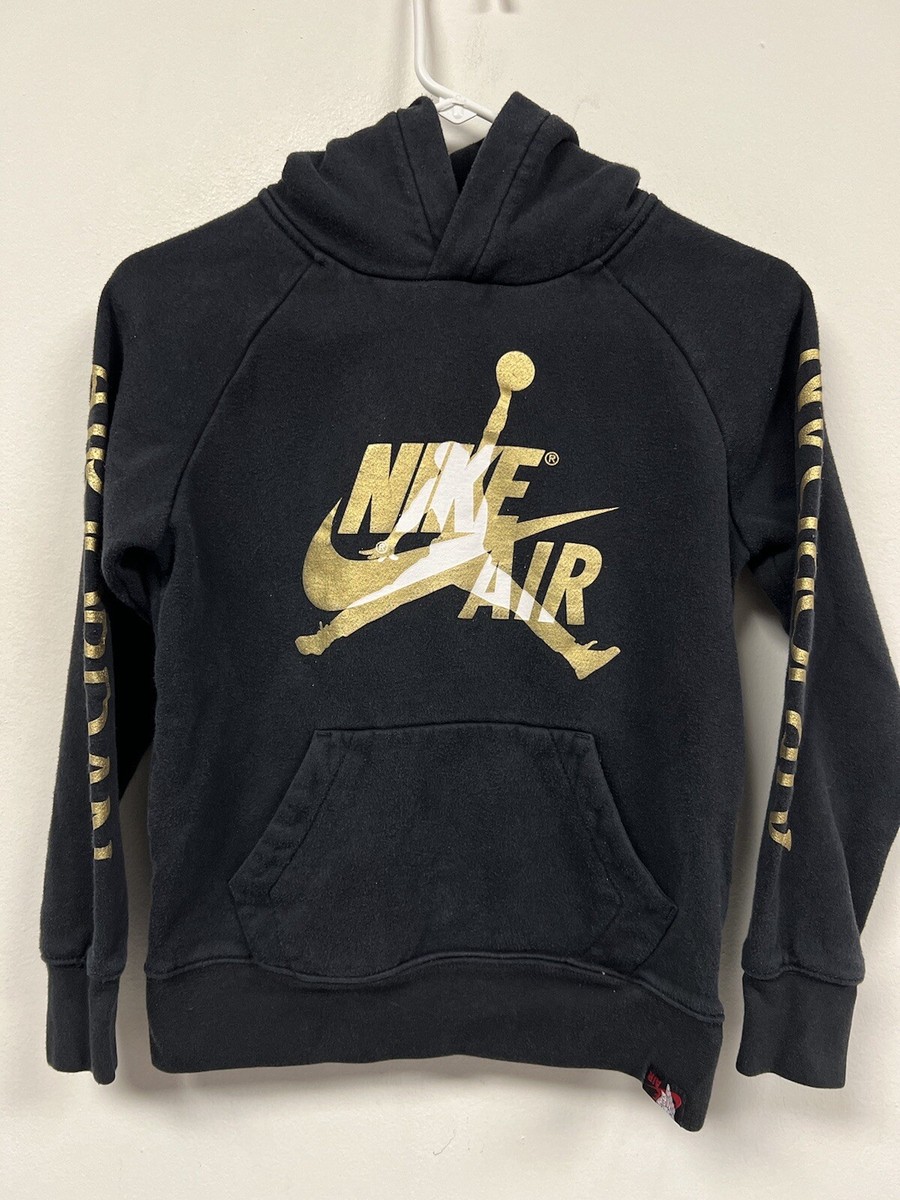 Nike Air Jordan Hoodie Youth Size Medium Black Gold Pullover Sweatshirt  Jumpman | eBay