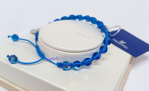 Swarovski Siam Capri Blue Bracelet Cotton Cord Adjustable Crystal Bead 5000811 - Picture 6 of 13