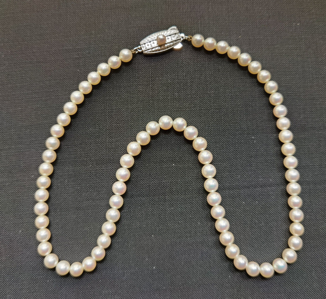 Mikimoto Akoya Pearl Necklace 5mm - 5.5mm - Silver Clasp with
