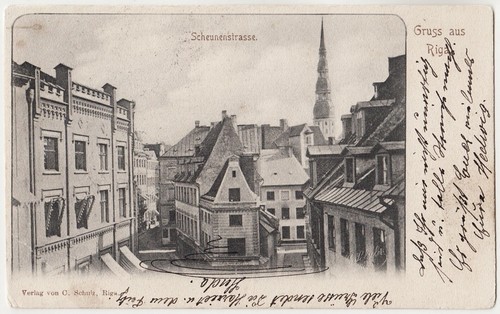 Lettland Gruss aus RIGA Scheunenstraße Scheunenstraße РИГА Vintage PC vor 1905 - Bild 1 von 2