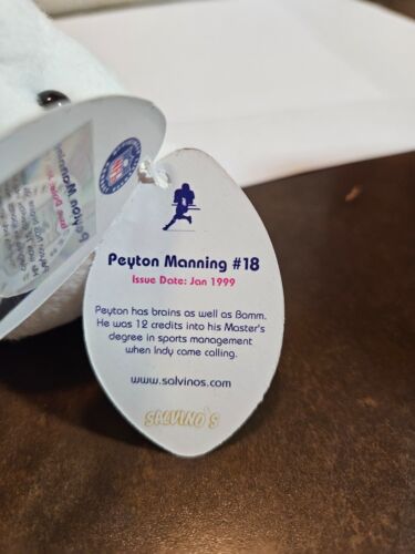 PEYTON MANNING - 1999 Salvino's Bammers Plush Beanie Bear -New With Tags - Colts - Picture 3 of 3