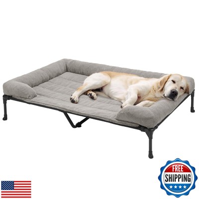 Veehoo Cooling Elevated Dog Bed + Removable Corduroy Pillow Cushion, Dog Couc