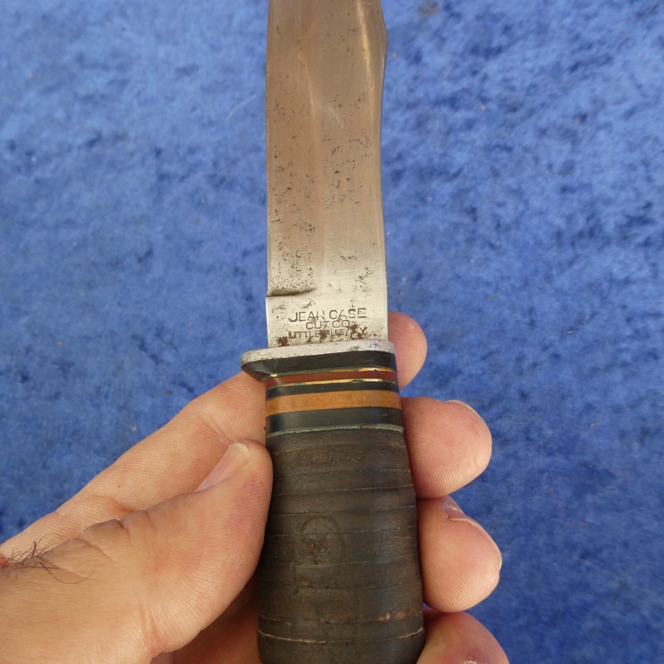 VTG JEAN CASE CUT CO. LITTLE VALLEY HUNTING KNIFE W/ BAKELITE POMMEL