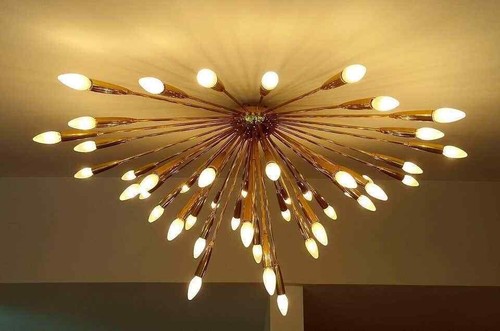 Moderne italienische Kronleuchter aus Messing Sputnik Stilnovo Kalmar einzigartiges Licht 45 A Glühbirne - Bild 2 von 8