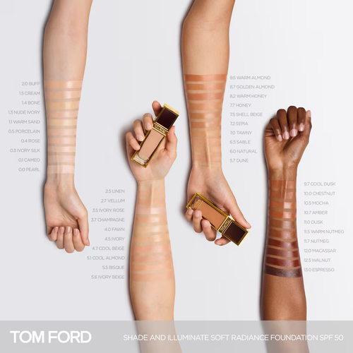 TOM FORD SHADE AND ILLUMINATE Ivory Rose 3.5 SOFT RADIANCE FOUNDATION SPF50 New - Picture 6 of 11