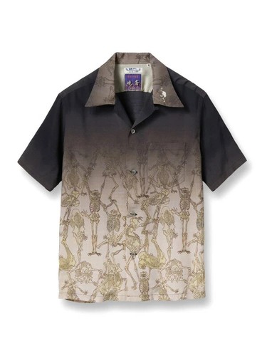 SUN SURF SPECIAL EDITION KYOSAI Skeleton Aloha Hawaiian Shirt - Picture 4 of 10