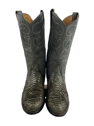Men's Nocona USA Gray Python Almond Toe Western Cowboy Boots Size: 7.5 D - Picture 3 of 7