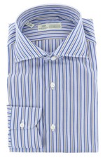 Luigi Borrelli Blue Striped Cotton Shirt - Slim - 15/38 - 282