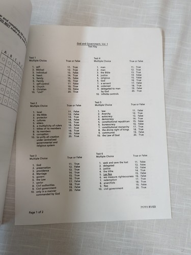 God and Government Vol. 1 A Biblical and Historical Study, w/ Work Sheets, DeMar - Foto 6 di 6