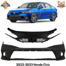 Front Bumper Cover Paintable & Grille Assembly Kit For 2022-2023 Honda Civic