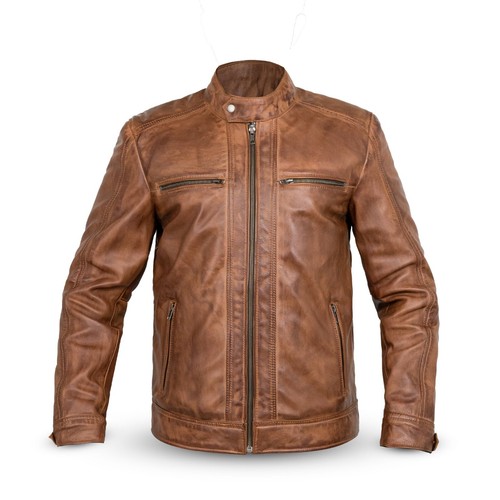 brown leather jacket mens Ionic Brown Leather Jacket sf - 第 4/6 張圖片