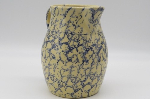 Robinson Ransbottom Pottery Pitcher /RRP/ Blue & White Spongeware Roseville Ohio - Picture 10 of 12