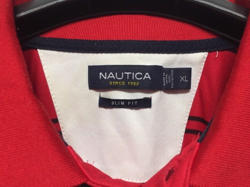 NAUTICA Herren Performance Poloshirt Rot Blau Slim Fit XL X-Large Kurzarm - Bild 6 von 10