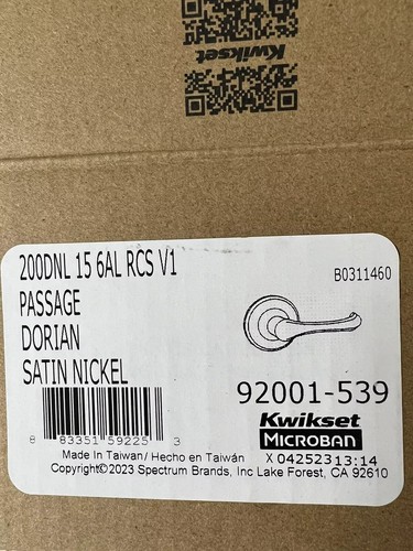 NEW Kwikset 200DNL-15V1 Maximum Series Dorian Passage Door Leverset Satin Nickel - Picture 3 of 3