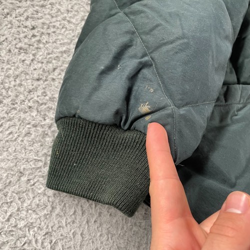 Vintage Cabelas Quilted Goose Down Puffer Jacket Medium Green Bomber *Stains - Picture 6 of 15