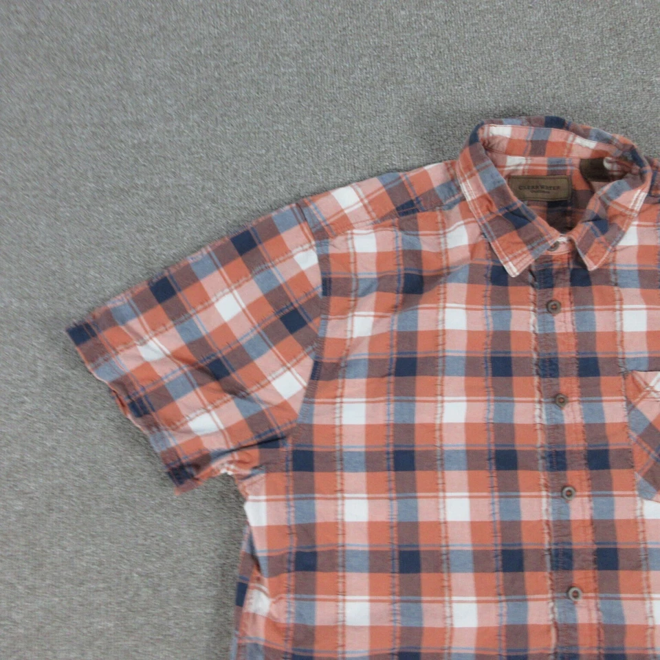 Camisa Clearwater Outfitters Para Hombre XL Gris Naranja A Cuadros Manga Corta Abotonada Foto 2 de 4