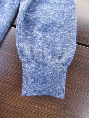 J. Crew Men's L 100% Cotton Navy Heather Marl V-neck LS Sweater - Picture 5 of 8