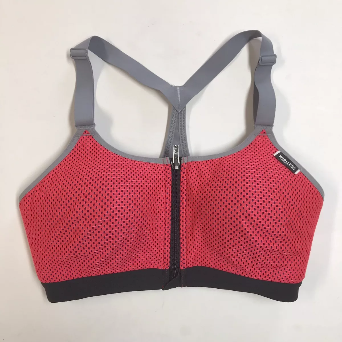 Victoria's Secret Sport 32D Pink Mesh Zip Front Sports Bra