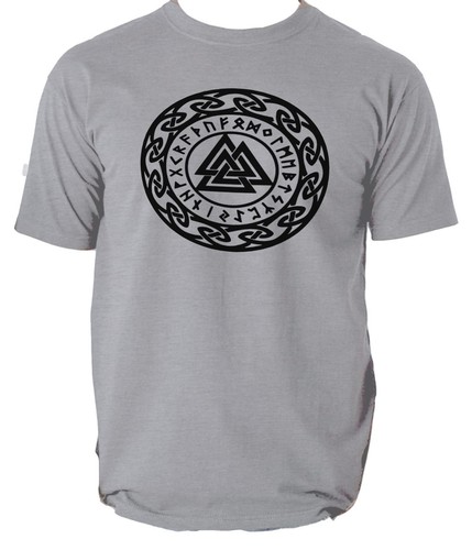 Valknut with runes T Shirt, Asatru pagan Germanic mystic symbol sic colours - Picture 5 of 13