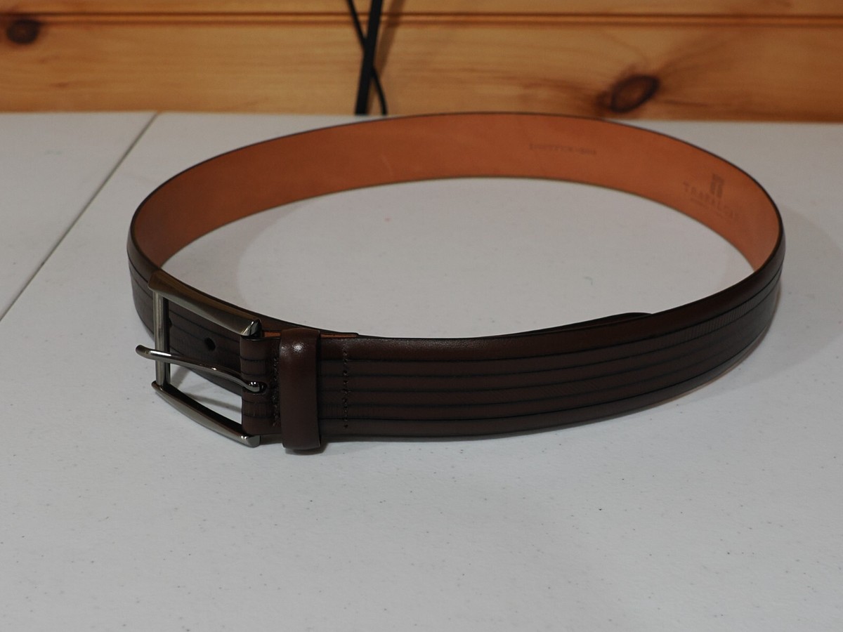 Trafalgar Black and Brown Leather Belt Dark Brown Lorenzo 32mm Dropped Edge Leather Belt | Trafalgar main image 2