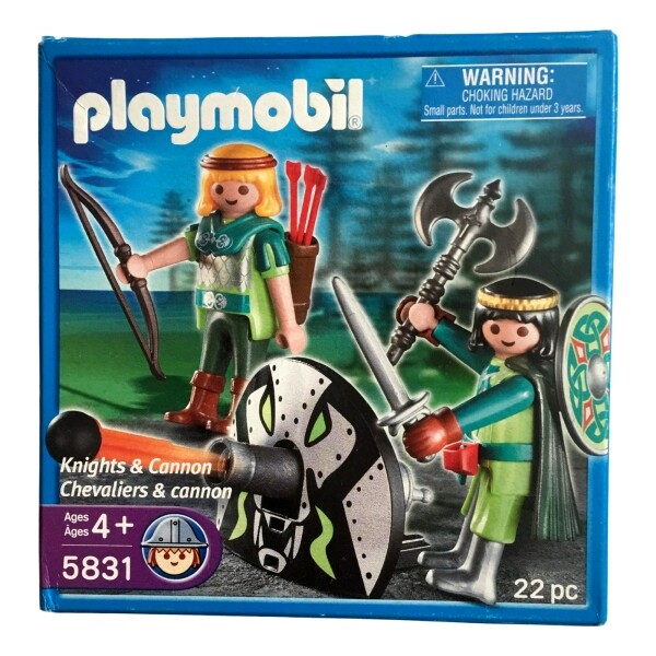 Playmobil 5831 Medieval Knights And Cannon Archer Axe Shield