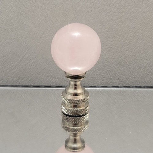 Rosenquarz Edelstein 1" Kugel Lampe Endstücke Nickel/Poliert/Antik Messing Sockel - Bild 14 von 21
