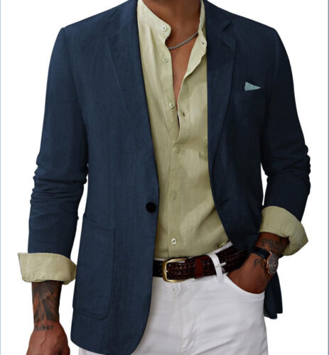 Top Business Casual Suit Top Print Double Buckle Blazer Men's Jacket Collection - Picture 12 of 55
