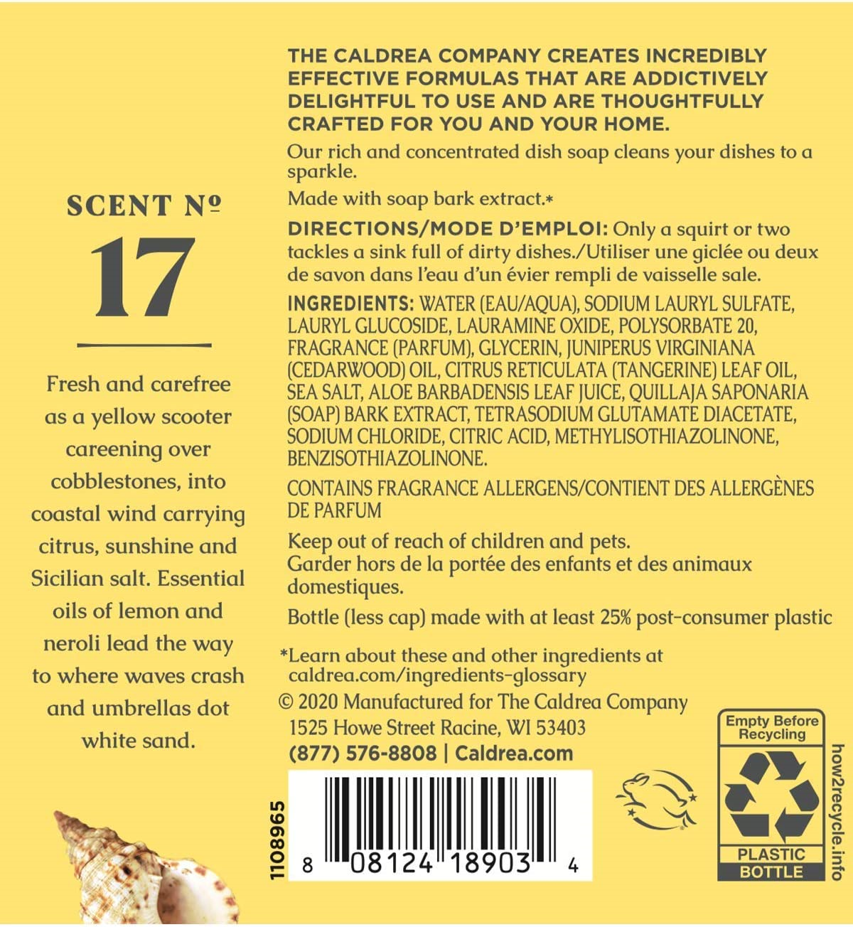 Caldrea+Dish+Soap+Sea+Salt+Neroli+16+Oz for sale online eBay