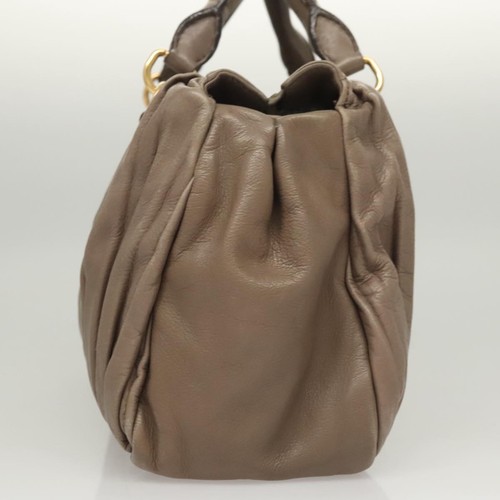 Auténtico bolso de mano Miu Miu reunido cuero gris dorado 122197 - Imagen 3 de 23