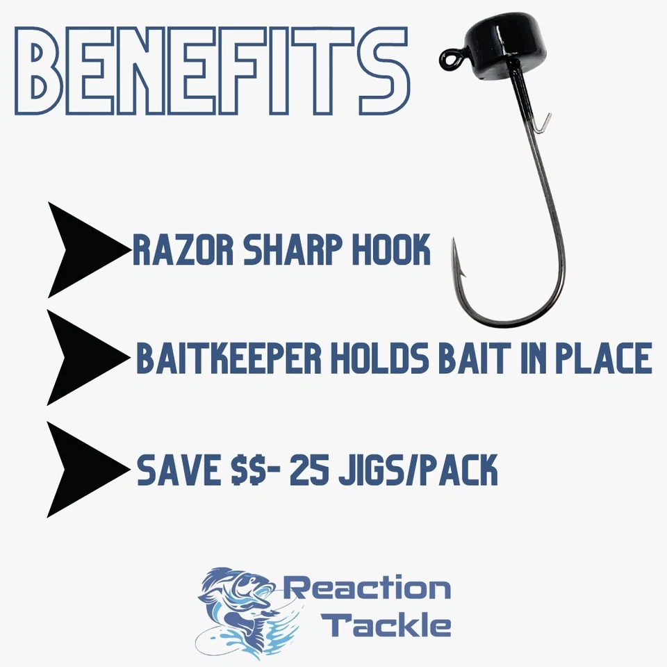 Cabeça de cogumelo chumbo Reaction Tackle Ned Rig cabeças de gabarito de cogumelo (pacote com 25) - Imagem 4 de 4