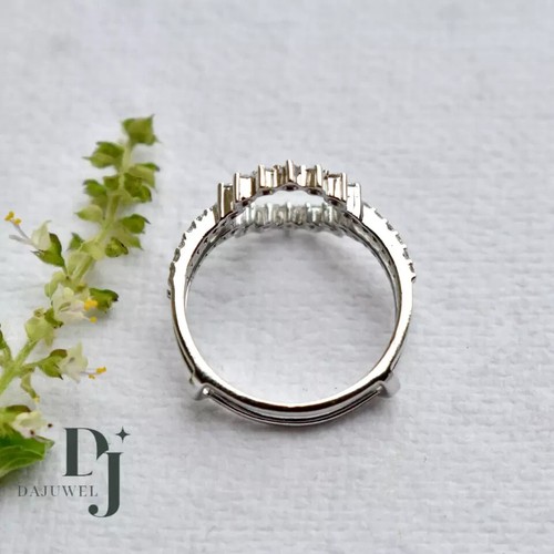 1Ct Round Cut Moissanite Guard Enhancer Wrap Wedding Ring 14k White Gold Plated - Picture 3 of 5