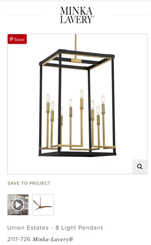 Minka Lavery Union Estates 8 Light Pendant-Coal And Soft Brass - Picture 2 of 5