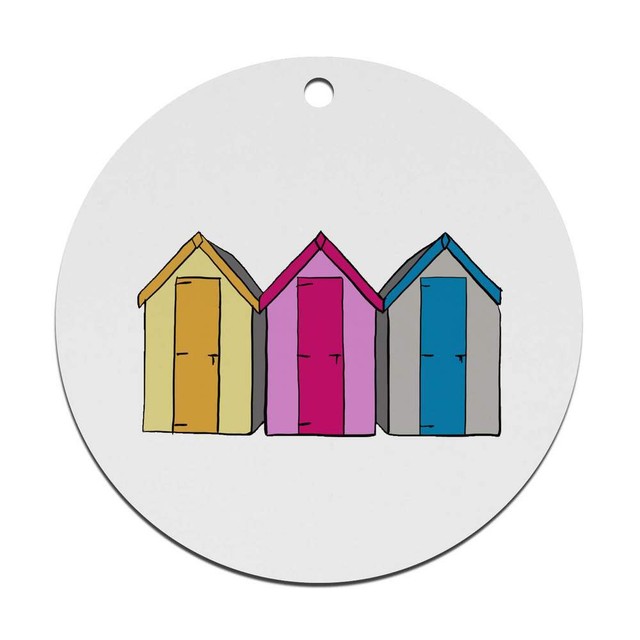 2 x 70mm 'Beach Huts' Wooden MDF Flat Baubles (CB00094486) 2 x 70mm 'Beach Huts' Wooden MDF Flat Baubles (CB00094486)