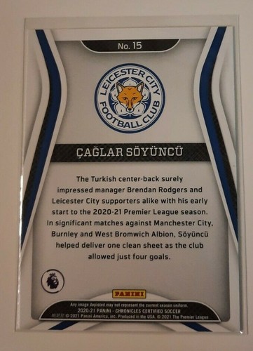 2020-21 Chronicles Certified Soccer CAGLAR SOYUNCU Purple Astro #15 Leicester - Bild 2 von 2