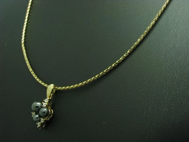 925 Argento Sterling Catena & Ciondolo Con Ematite & Zirconia Ricoperto / - Immagine 2 di 3