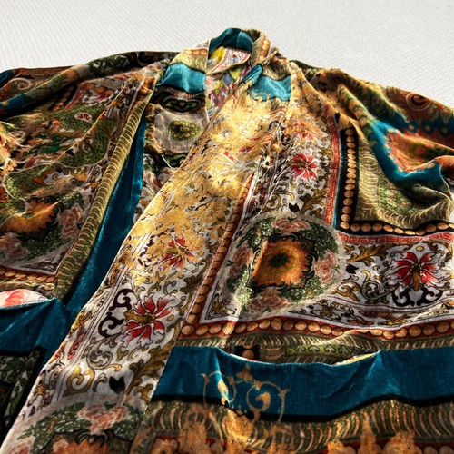 Johnny Was Velvet Blazer Cardigan XS Burnout Rayon Silk Kimono Floral Boho Gypsy - Picture 4 of 11