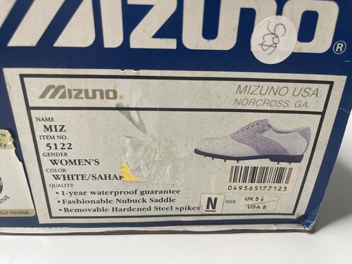 Mizuno Womens Leather Golf Shoes/Cleats White Brown Size 8 Saddle Oxford - Picture 5 of 9