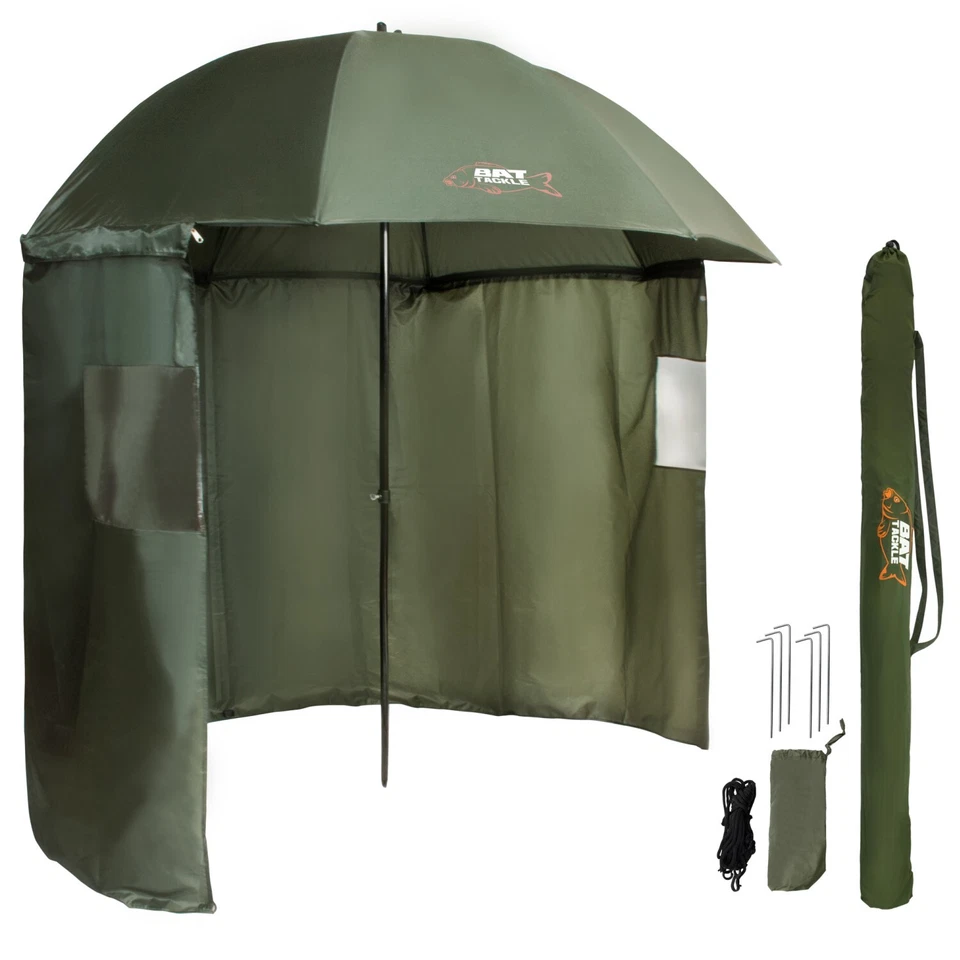 BAT-TACKLE Angelschirm Schirmzelt 220cm abnehmbare Seitenwand Umhang Plane Angelzelt Brolly