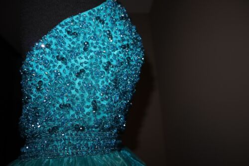 Sherri Hill 51140 ABSCHLUSSBALL PARTY FESTZUG FORMELLES KLEID 2 TÜRKISBLAU NEU MIT ETIKETT - Bild 4 von 7
