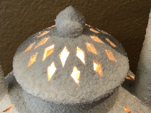 RARE Vintage MCM 12” Chinese Asian White Ceramic Pierced Teapot Lamp Working - Picture 5 of 24