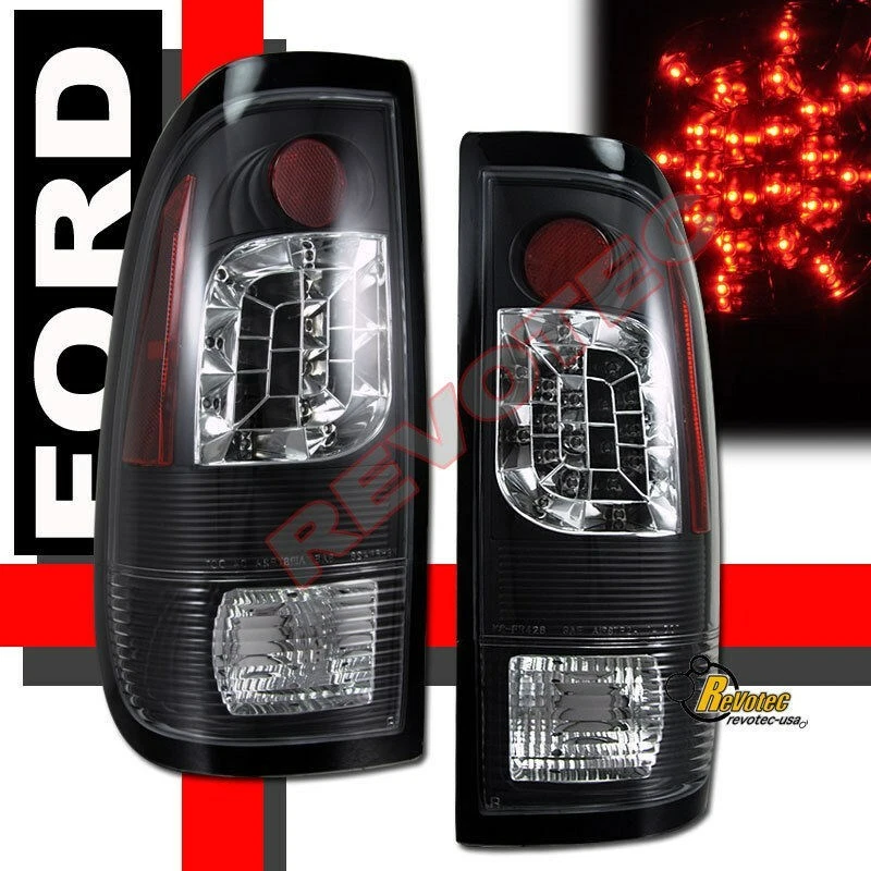 Faros proyectores halo negros para camioneta Ford F150 1997-2003 + luces traseras LED Foto 3 de 4